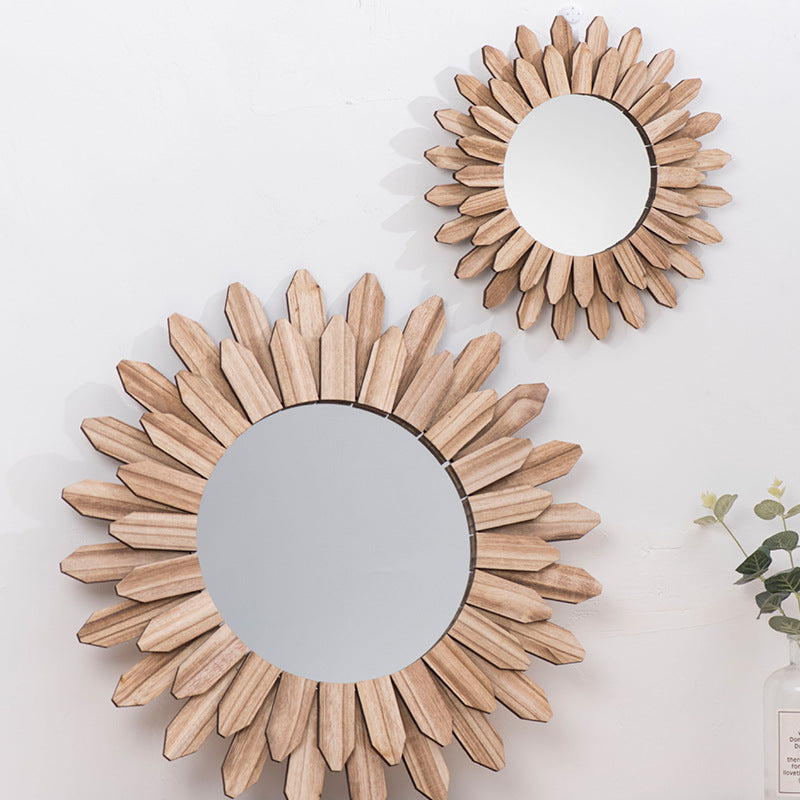 European Style Solid Wood Hanging Mirror
