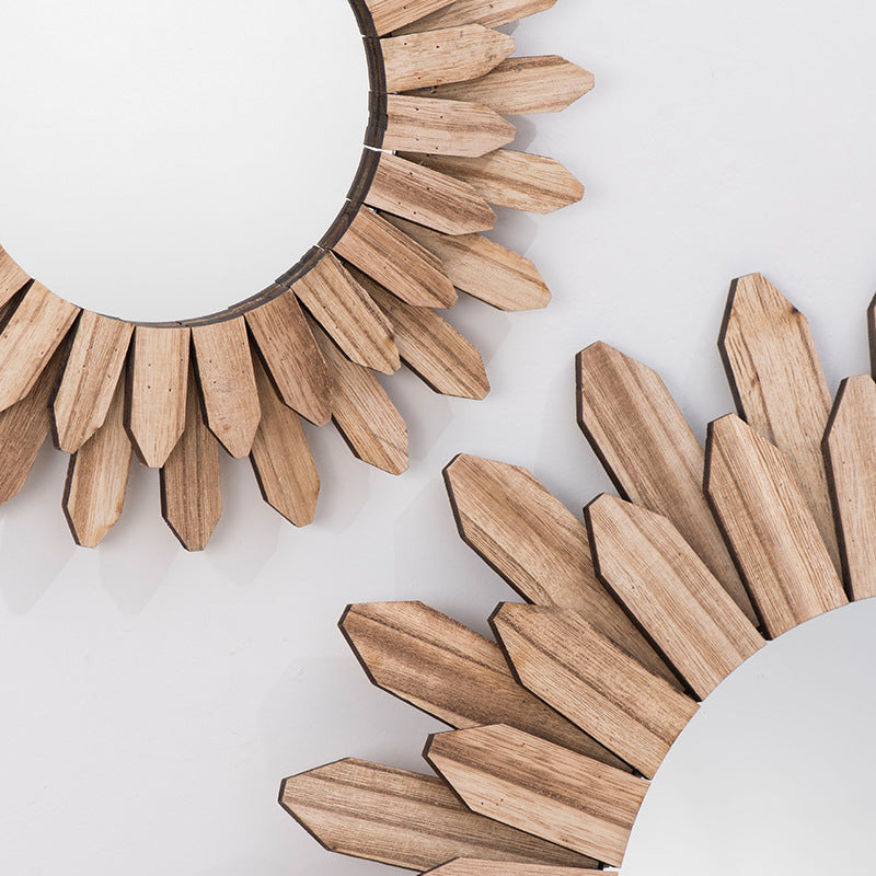 European Style Solid Wood Hanging Mirror